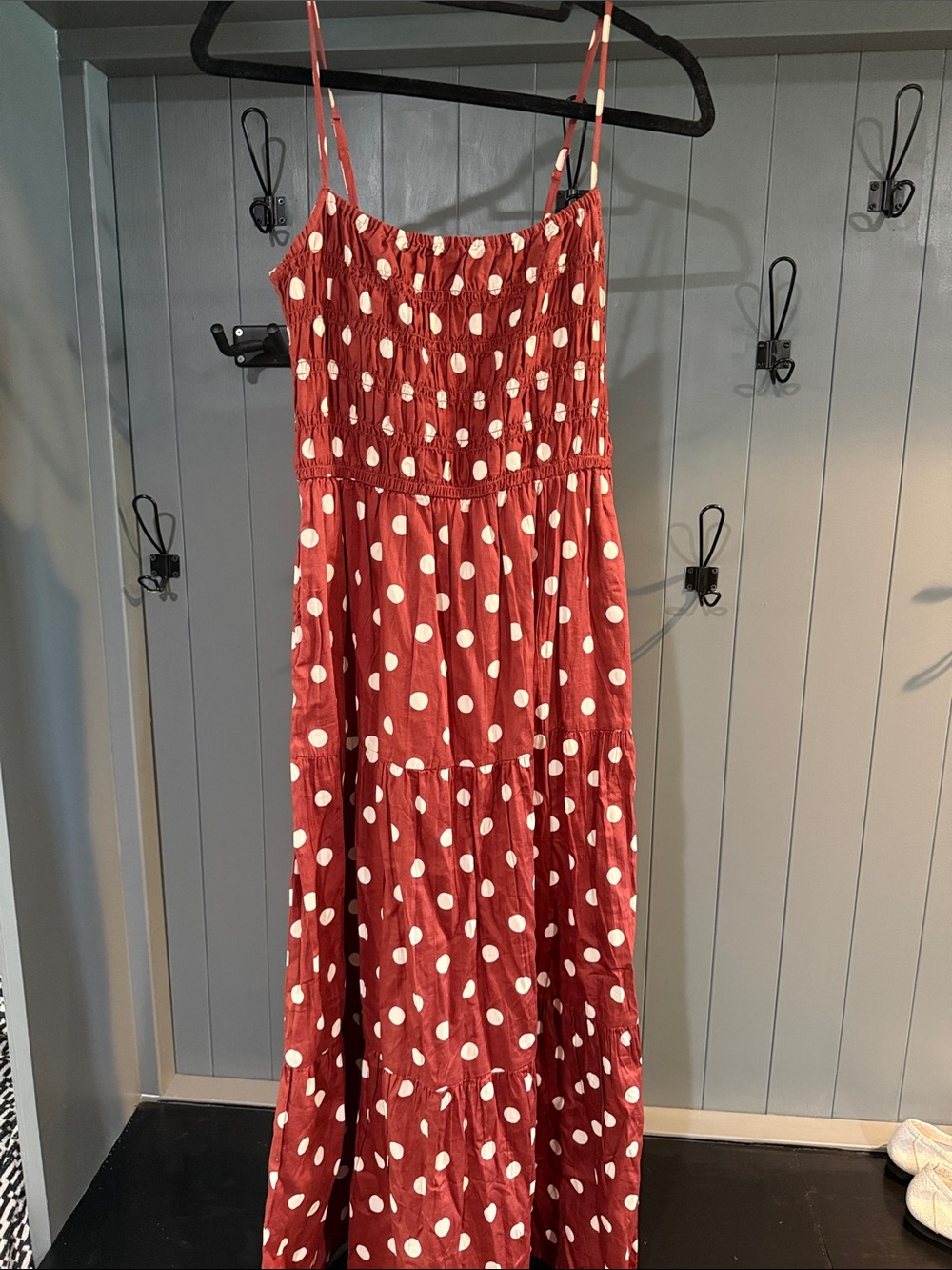 GAP Brown Polka Dot Tiered Maxi Dress